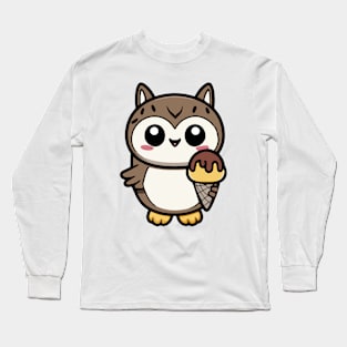 Kawaii Cute Ice Cream Owl Long Sleeve T-Shirt